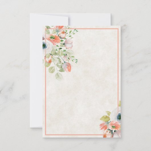 空白の予算はピンクとブルーのフローラの結婚Invita 招待状 (正面)