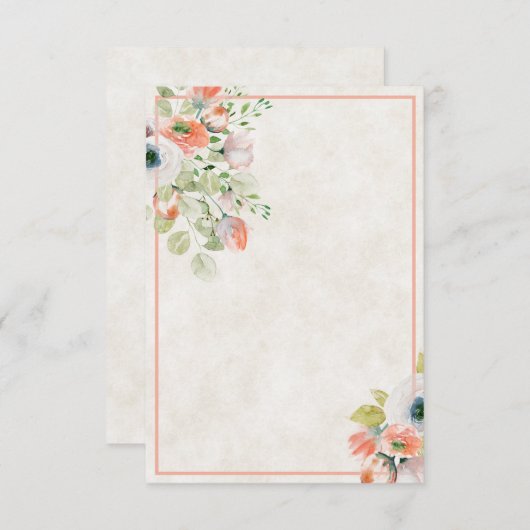 空白の予算はピンクとブルーのフローラの結婚Invita 招待状 (正面/裏面)