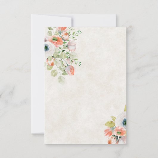 空白の予算はピンクとブルーのフローラ結婚 招待状 (正面)