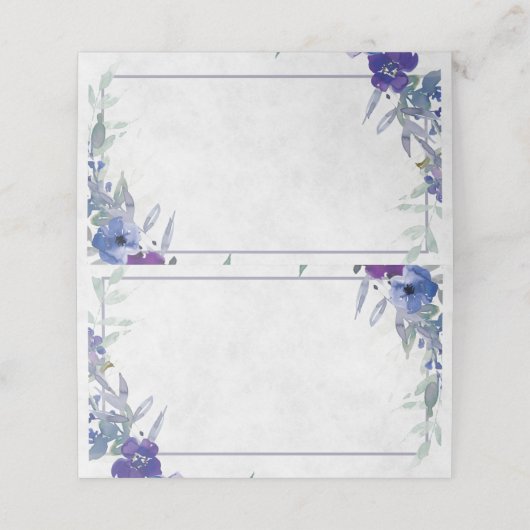 空白の予算は紫と青のフローラ結婚 プレイスカード (外部開封)