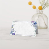 空白の予算は紫と青のフローラ結婚 プレイスカード (正面)