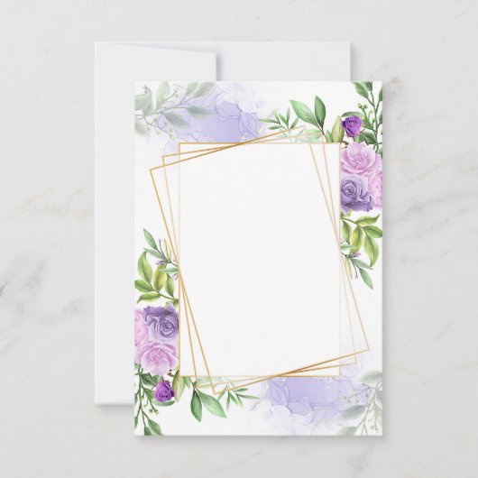 空白の予算エレガントパープルフローラ 招待状 (正面)