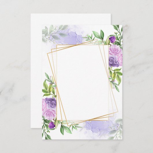 空白の予算エレガントパープルフローラ 招待状 (正面/裏面)