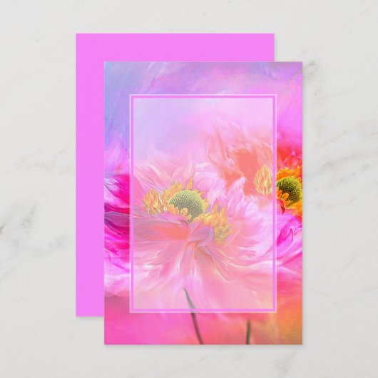 空白の予算ピンクのフローラ結婚ファンタジー 招待状 (正面/裏面)