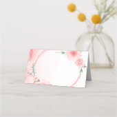 空白の予算ピンクフローラ結婚ズ プレイスカード (正面)