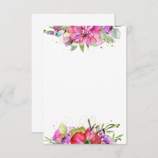 空白の予算ピンク色のフローラ結婚 招待状 (正面/裏面)