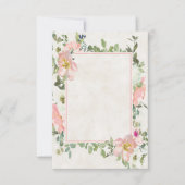 空白の予算 きれいなピンクの花枠 ウェディング  Inv 招待状 (正面)