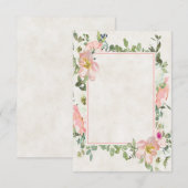 空白の予算 きれいなピンクの花枠 ウェディング  Inv 招待状 (正面/裏面)