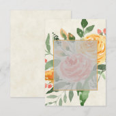 空白の予算 エレガントなオレンジの花をあしらったウェディングプラン 招待状 (正面/裏面)