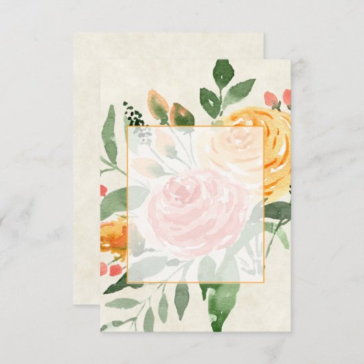 空白の予算 エレガント オレンジ 花のウェディング 招待状 (正面/裏面)