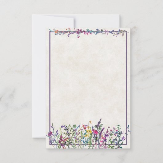 空白の予算 カラフルな野の花の結婚式 招待状 (正面)