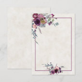 空白の予算 バーガンディとピンクの花のウェディング招待状 招待状 (正面/裏面)
