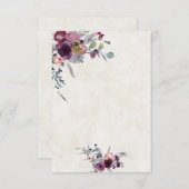 空白の予算 バーガンディとピンクの花のウェディング 招待状 (正面/裏面)