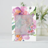 空白の予算 ピンクとパープルの花のウェディング 招待状 (スタンド正面)