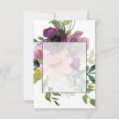 空白の予算 ピンクとパープルの花の結婚式 招待状 (正面)
