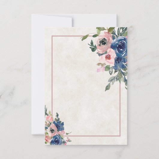空白の予算 ピンクとブルーの花の結婚式の招待状 招待状 (正面)