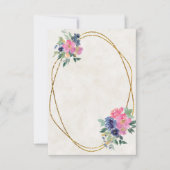 空白の予算 ピンクとブルーの花の結婚式 招待状 (正面)