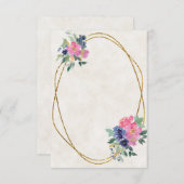 空白の予算 ピンクとブルーの花の結婚式 招待状 (正面/裏面)