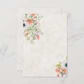 空白の予算 ピンクと青の花のウェディング 招待状 (正面/裏面)