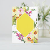 空白の予算 ピンクと黄色の花のウェディング 招待状 (スタンド正面)