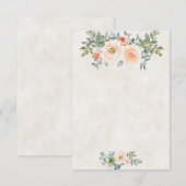 空白の予算 ブラッシュとグリーンの花の結婚式 招待状 (正面/裏面)