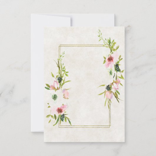 空白の予算 ブラッシュとホワイトの花の結婚式 招待状 (正面)