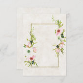 空白の予算 ブラッシュとホワイトの花の結婚式 招待状 (正面/裏面)