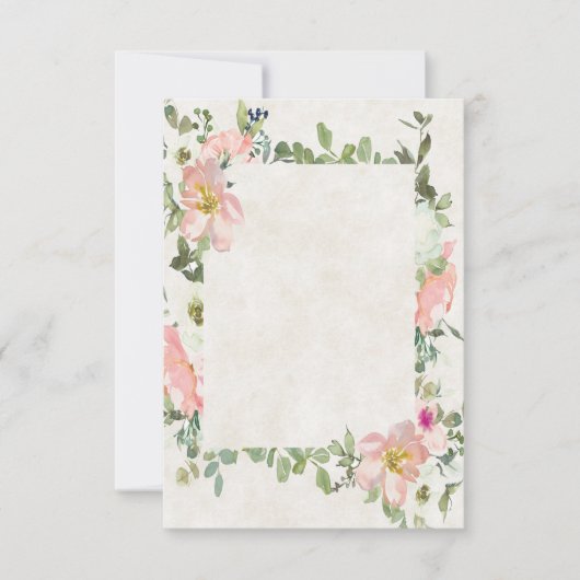 空白の予算 プレティピンクの花枠 ウェディング 招待状 (正面)