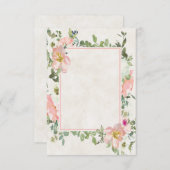 空白の予算 プレttyなピンクの花枠 ウェディング  Inv 招待状 (正面/裏面)