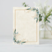 空白の予算  ユーカリとゴールドの結婚式 招待状 (スタンド正面)