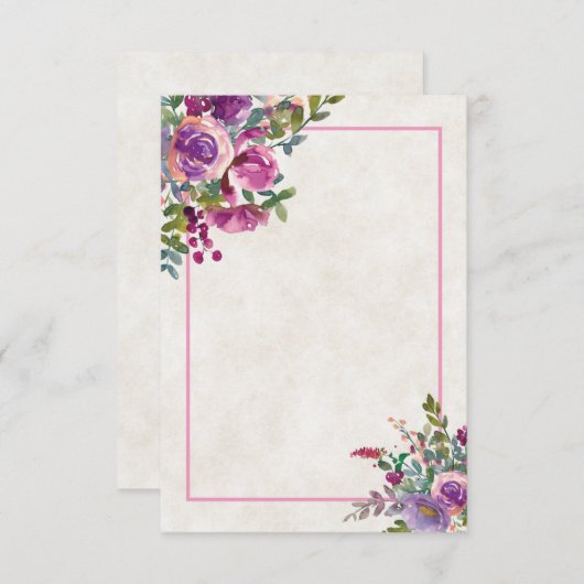 空白の予算 紫とピンクのナスの結婚式 招待状 (正面/裏面)