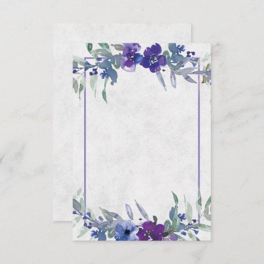 空白の予算 紫と青の花のウェディング  招待状 (正面/裏面)