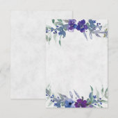 空白の予算 紫と青の花のウェディング 招待状 (正面/裏面)