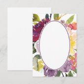 空白の予算 紫と黄色の花のウェディング 招待状 (正面/裏面)