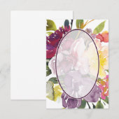 空白の予算 紫と黄色の花のウェディング 招待状 (正面/裏面)