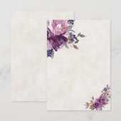 空白の予算 紫の水彩花のウェディング 招待状 (正面/裏面)