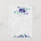 空白の予算 紫の水彩花の結婚式 招待状 (正面/裏面)