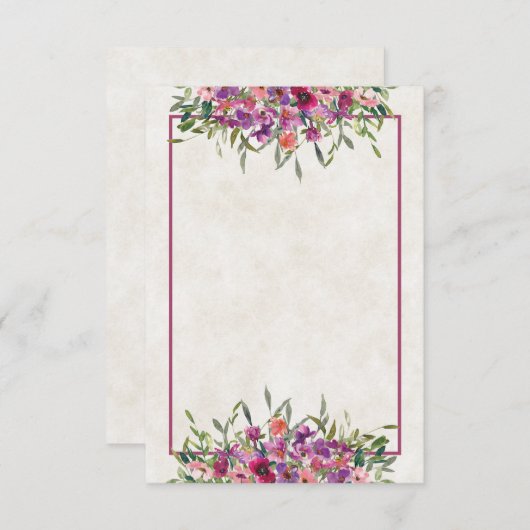 空白の予算 紫の野生の花の結婚式の招待状 招待状 (正面/裏面)