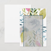 空白の予算 青い水彩花のウェディング 招待状 (正面/裏面)