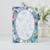 空白の予算 青い花の背景のウェディング 招待状 (スタンド正面)