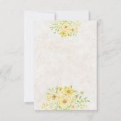 空白の予算 黄色の水彩花のウェディング 招待状 (正面)