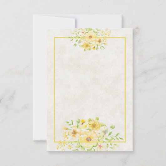 空白の予算 黄色の水彩花の結婚式の招待状 招待状 (正面)