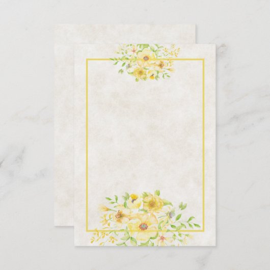 空白の予算 黄色の水彩花の結婚式の招待状 招待状 (正面/裏面)