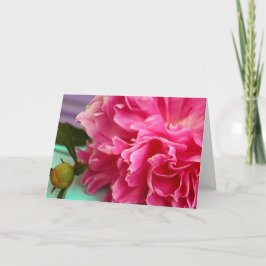 空白の内側かわいらしピンクフローラエレガント折り ノートカード