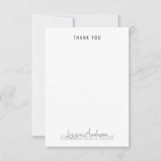 空白の卒業パーソナライズされた感謝 サンキューカード (正面)