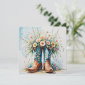 空白の女性のカーボーイ招待状カード | ウエスタンテーマ 招待状 (スタンド正面)