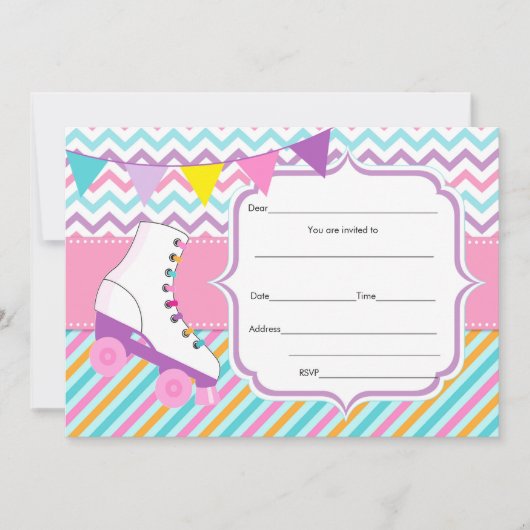 空白の招待ローラースケートで滑るの入力 招待状 (正面)