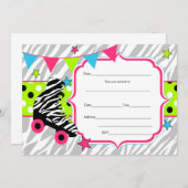 空白の招待ローラースケートで滑るネオンの入力 招待状 (正面/裏面)