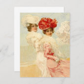 空白の招待状ヴィンテージビクトリアンフレンズビーチ 招待状 (正面/裏面)