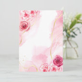 空白の招待状5x7水彩マゼンタピンクローズ 招待状 (スタンド正面)